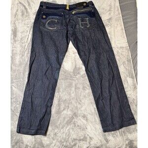 CROWN HOLDER Jeans Men's 40 Dark Blue Embroidered Loose Straight (Flaw)